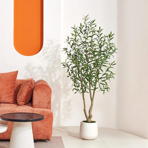 Artificial Olive Tree 5FT, Fake Plants Indoor - Potted Faux Olive Tree with Relistic Leaves and White Planter - Tall Faux Plant for Home Office Living Room Decor