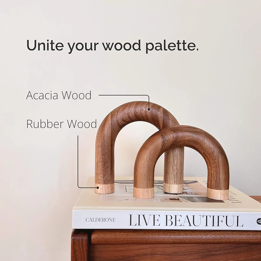 Wood Arch Decorative Objects - Book Shelf Decor Aesthetic, Modern Coffee Table Decor, Home Décor Accents, Wood Sculpture, Shelf Decorations, Bookshelf Decorations, Bookcase Decorative Items